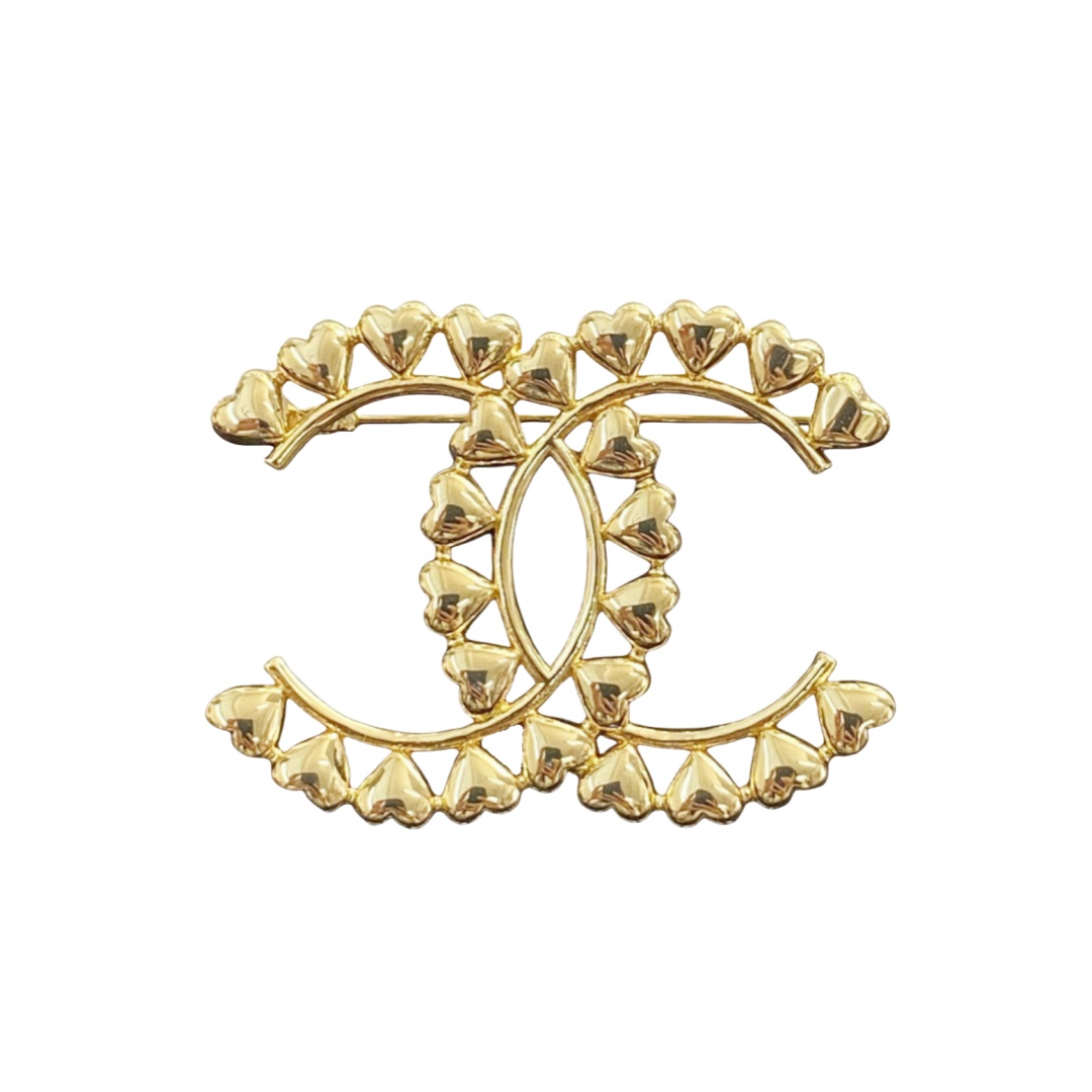 BCB047 Vintage heart CC brooch pin - ccjewelryacc