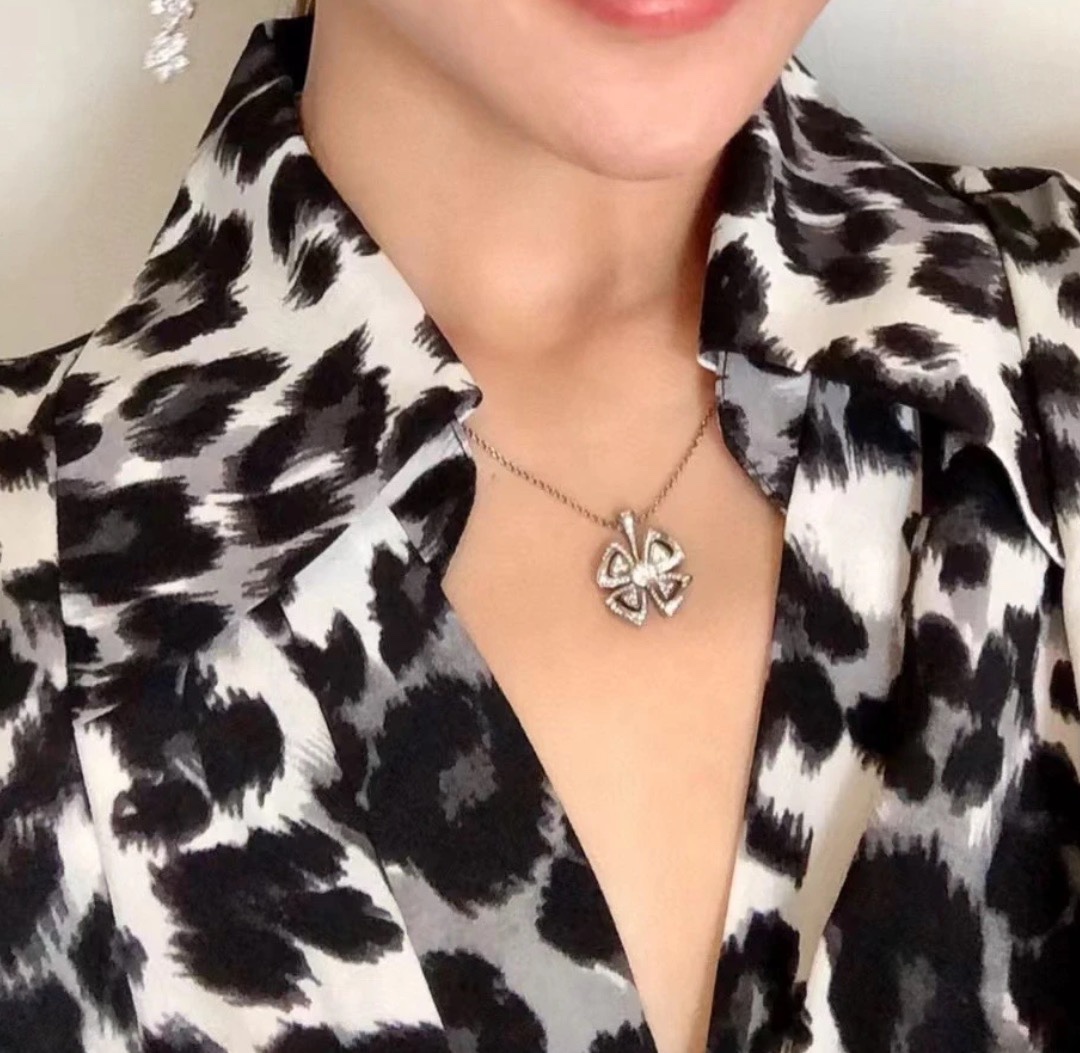 BGNS009 S925 sterling silver diamond  Fiorever Necklace - ccjewelryacc