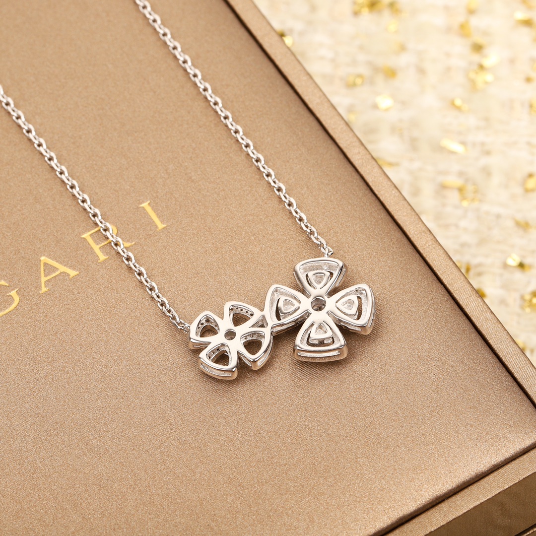 BGNS014 S925 sterling silver diamond  Fiorever Necklace 2 motif - ccjewelryacc