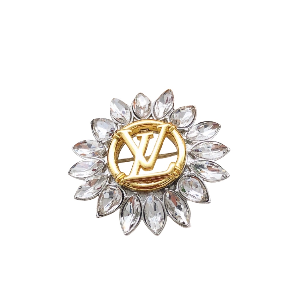 LVB002 Louis rhinestone Sunflower Brooch gold - ccjewelryacc