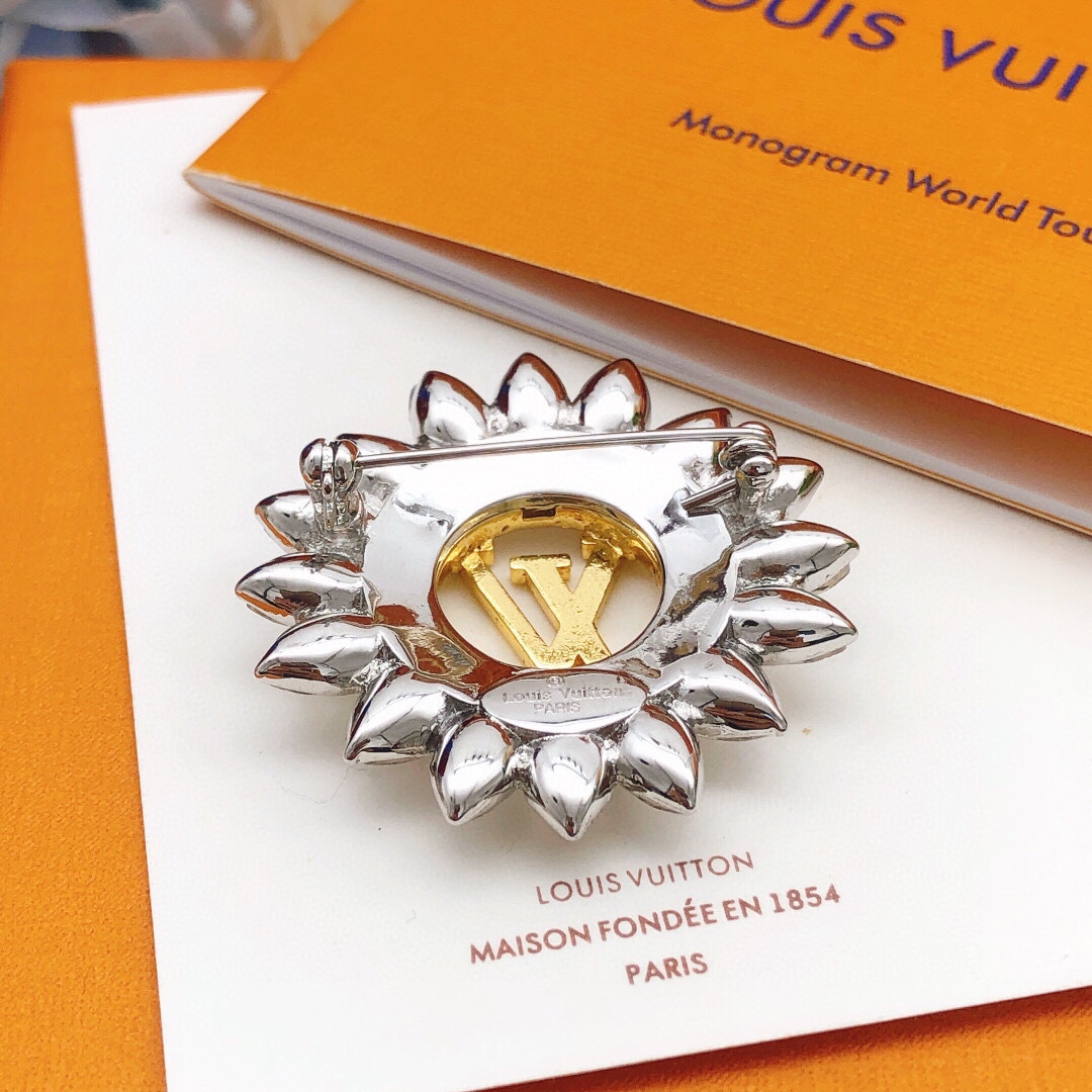 LVB002 Louis rhinestone Sunflower Brooch gold - ccjewelryacc