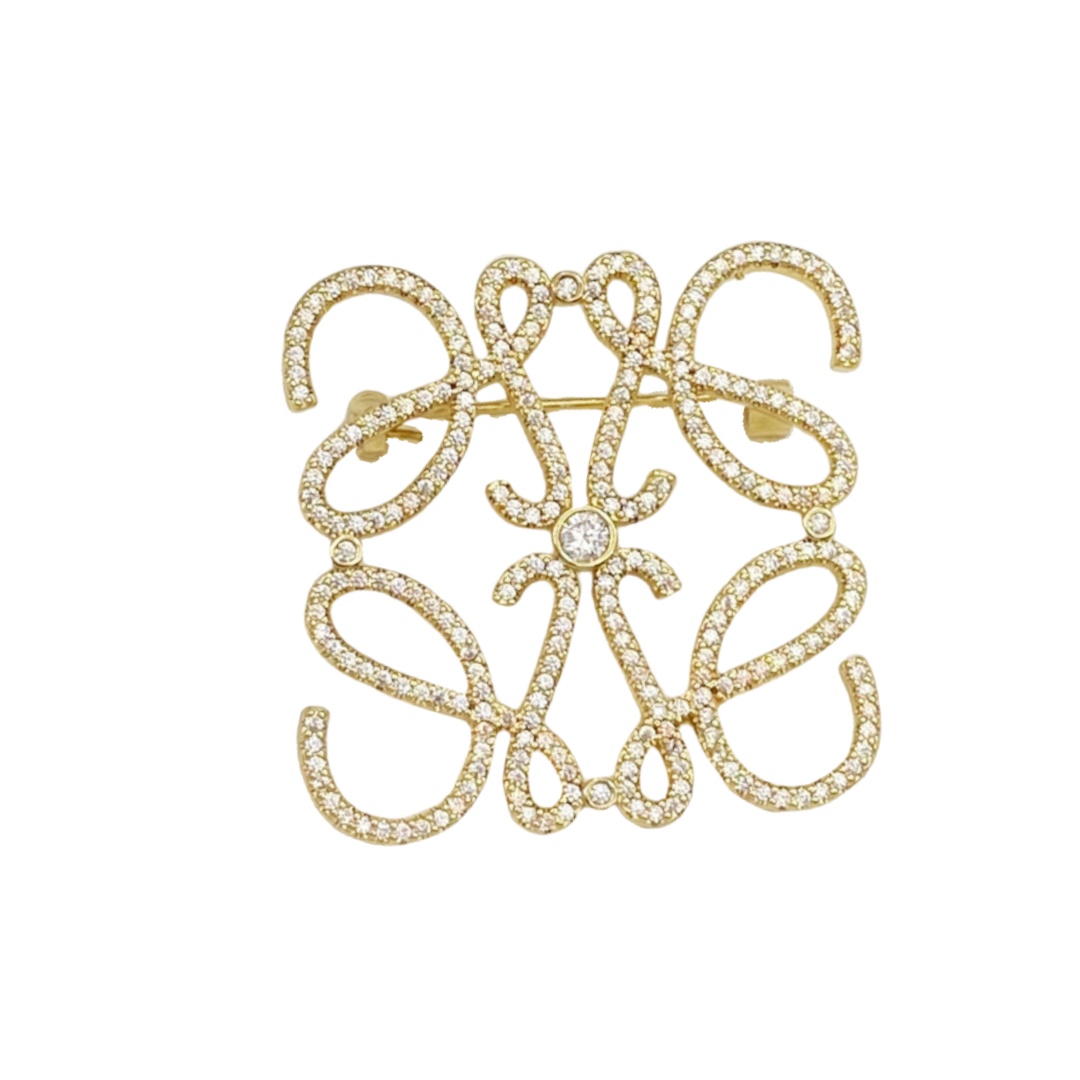 BLB009 Full crystal Anagram brooch in metal - ccjewelryacc