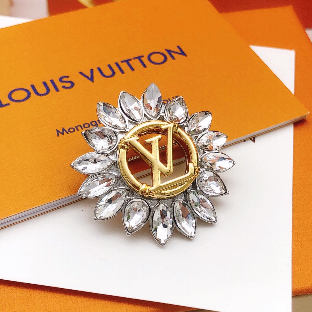 LVB002 Louis rhinestone Sunflower Brooch gold - ccjewelryacc