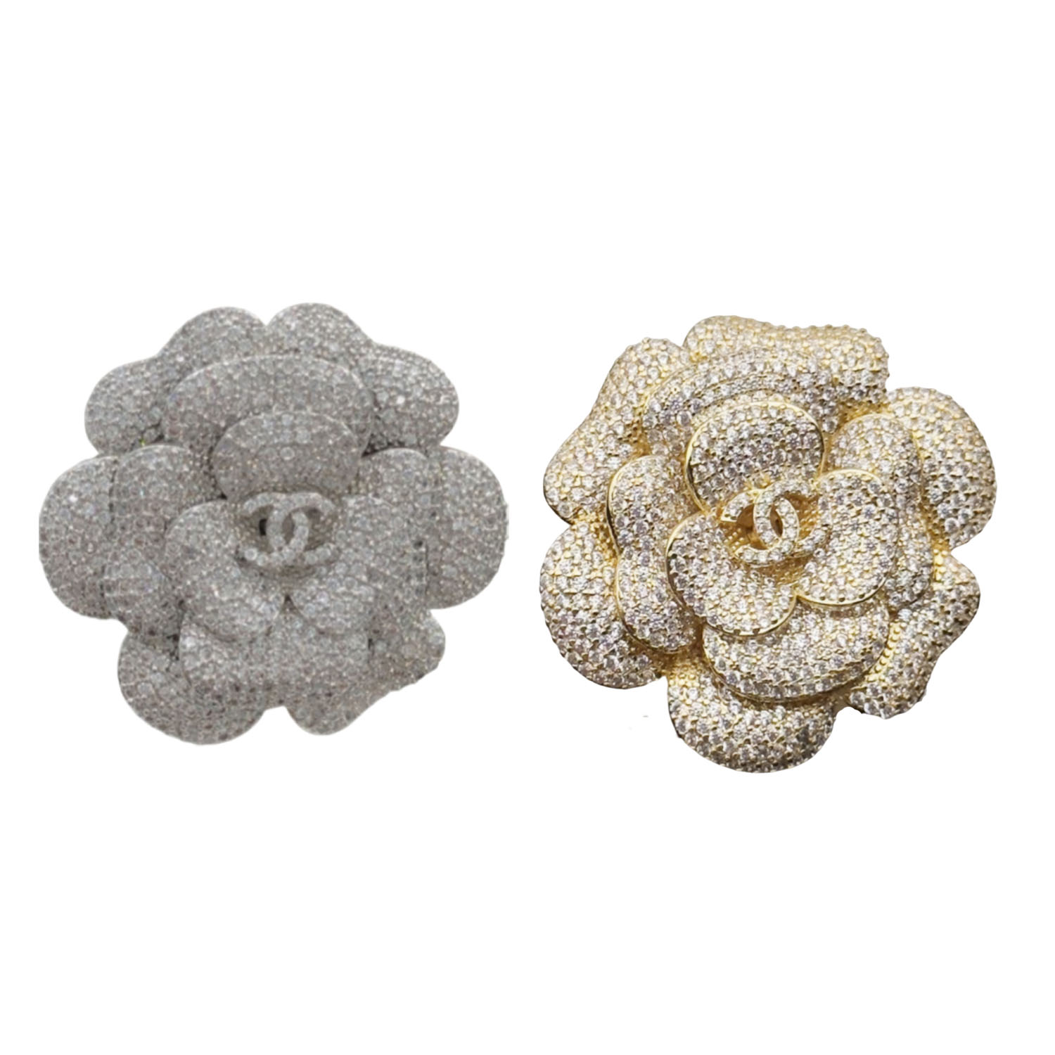 BCB174 Full crystal Camellia CC brooch Pin - ccjewelryacc