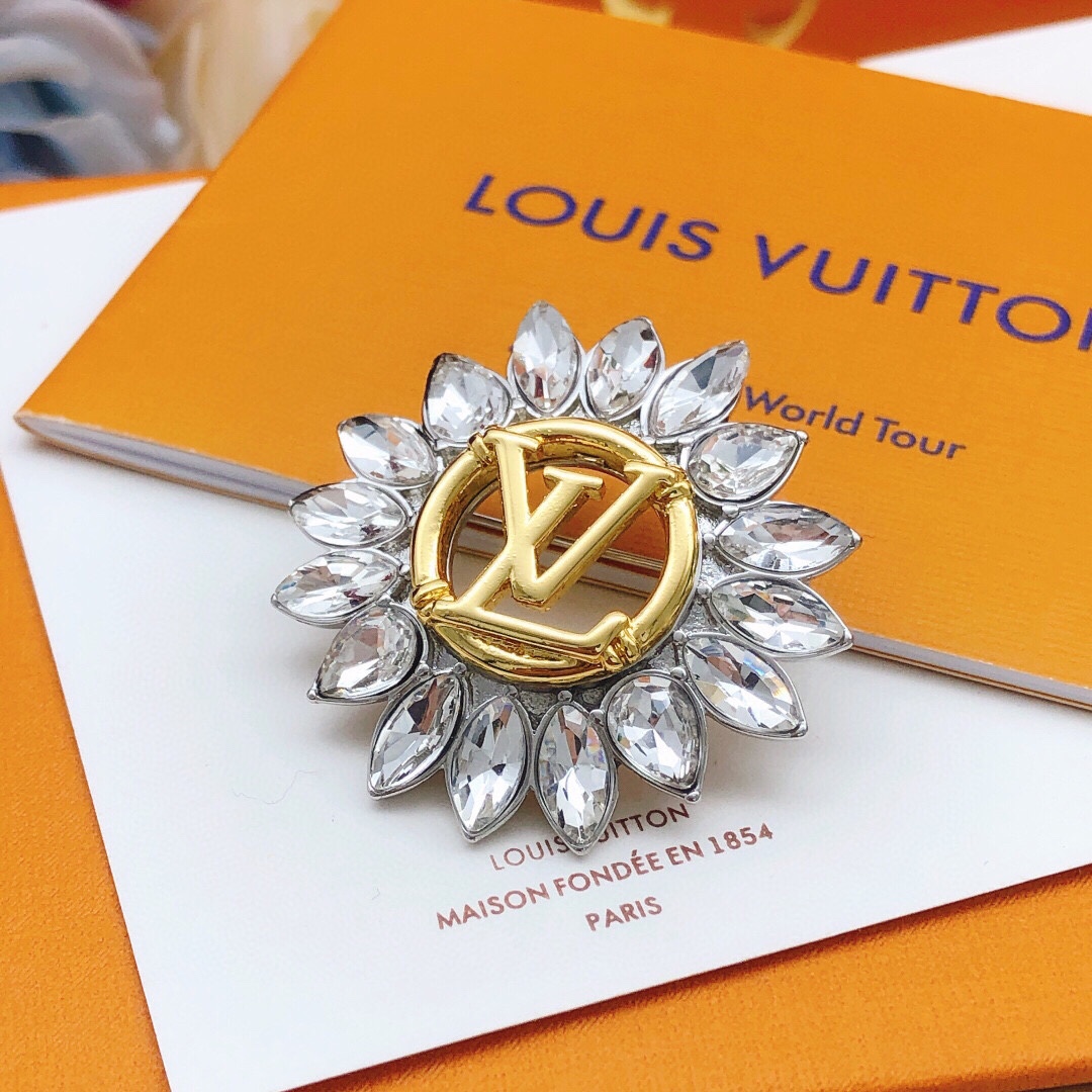 LVB002 Louis rhinestone Sunflower Brooch gold - ccjewelryacc