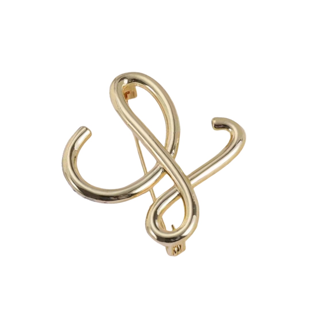 BLB001 L letter GOLD Logo brooch - ccjewelryacc