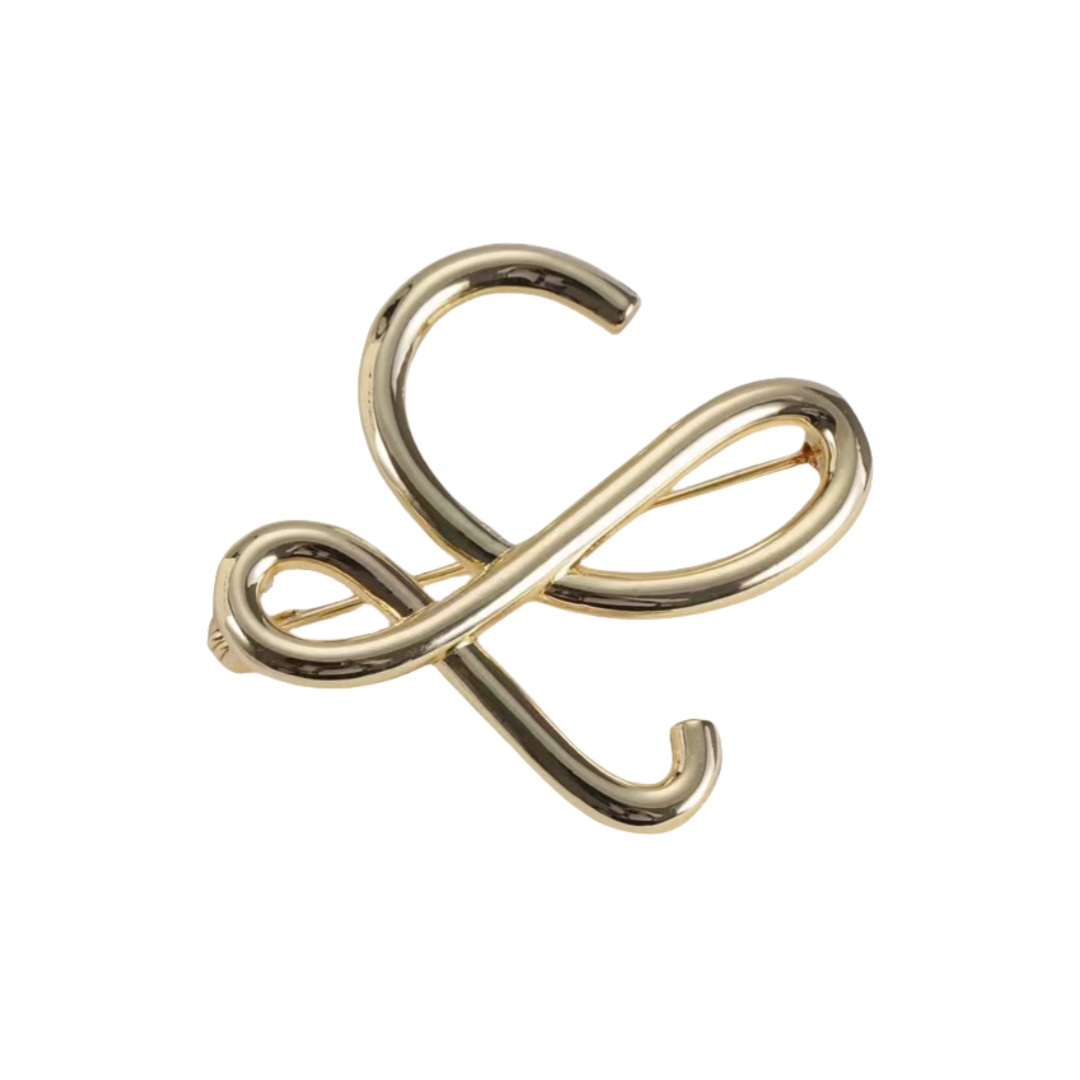 BLB001 L letter GOLD Logo brooch - ccjewelryacc