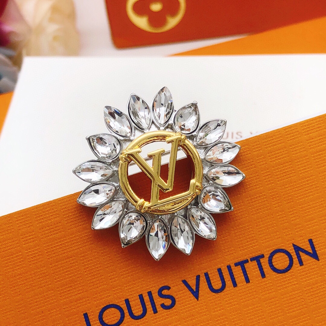 LVB002 Louis rhinestone Sunflower Brooch gold - ccjewelryacc