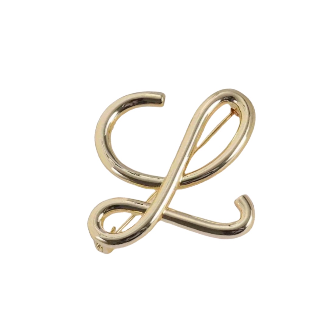 BLB001 L letter GOLD Logo brooch - ccjewelryacc