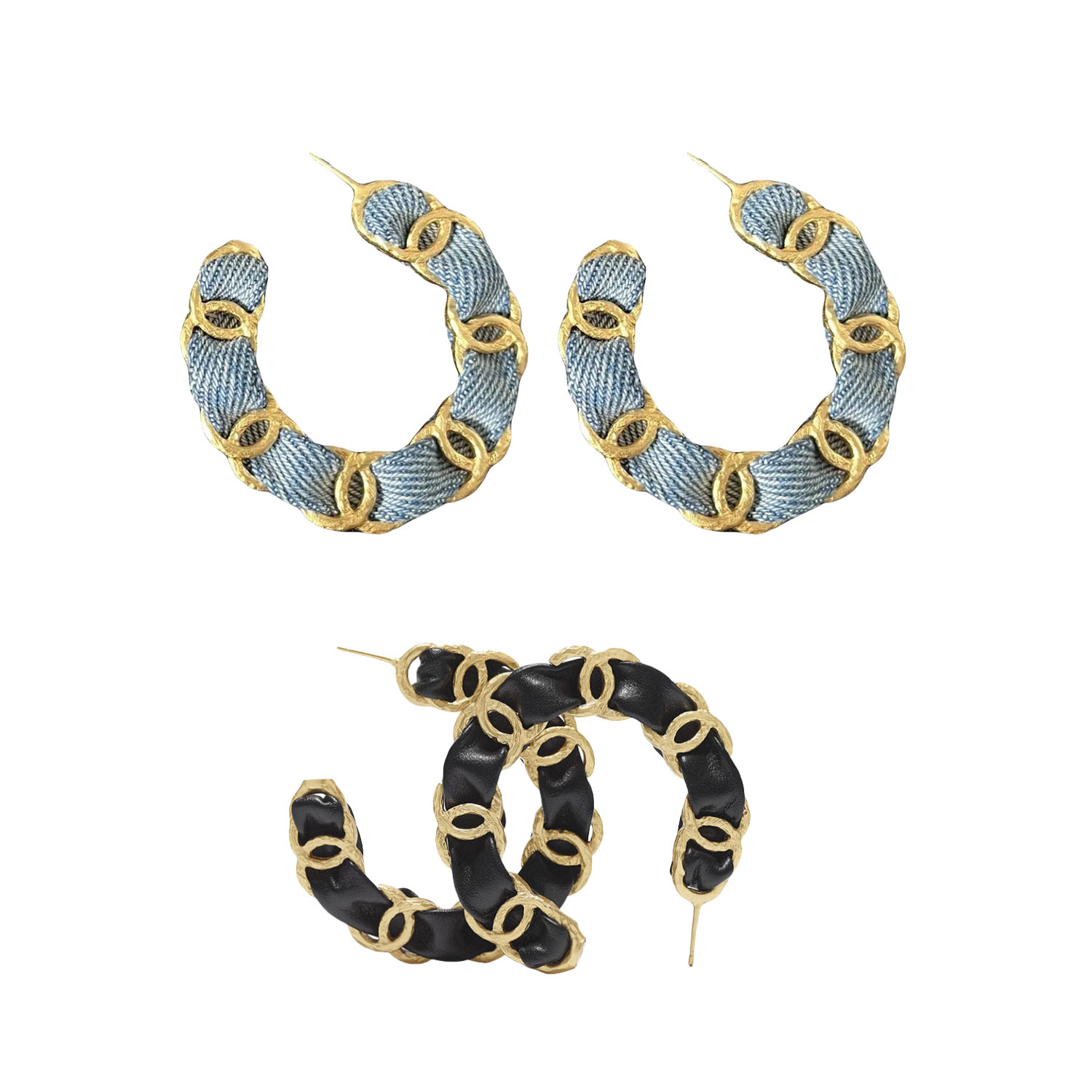 CCE884 Metal leater CC hook earrings - ccjewelryacc