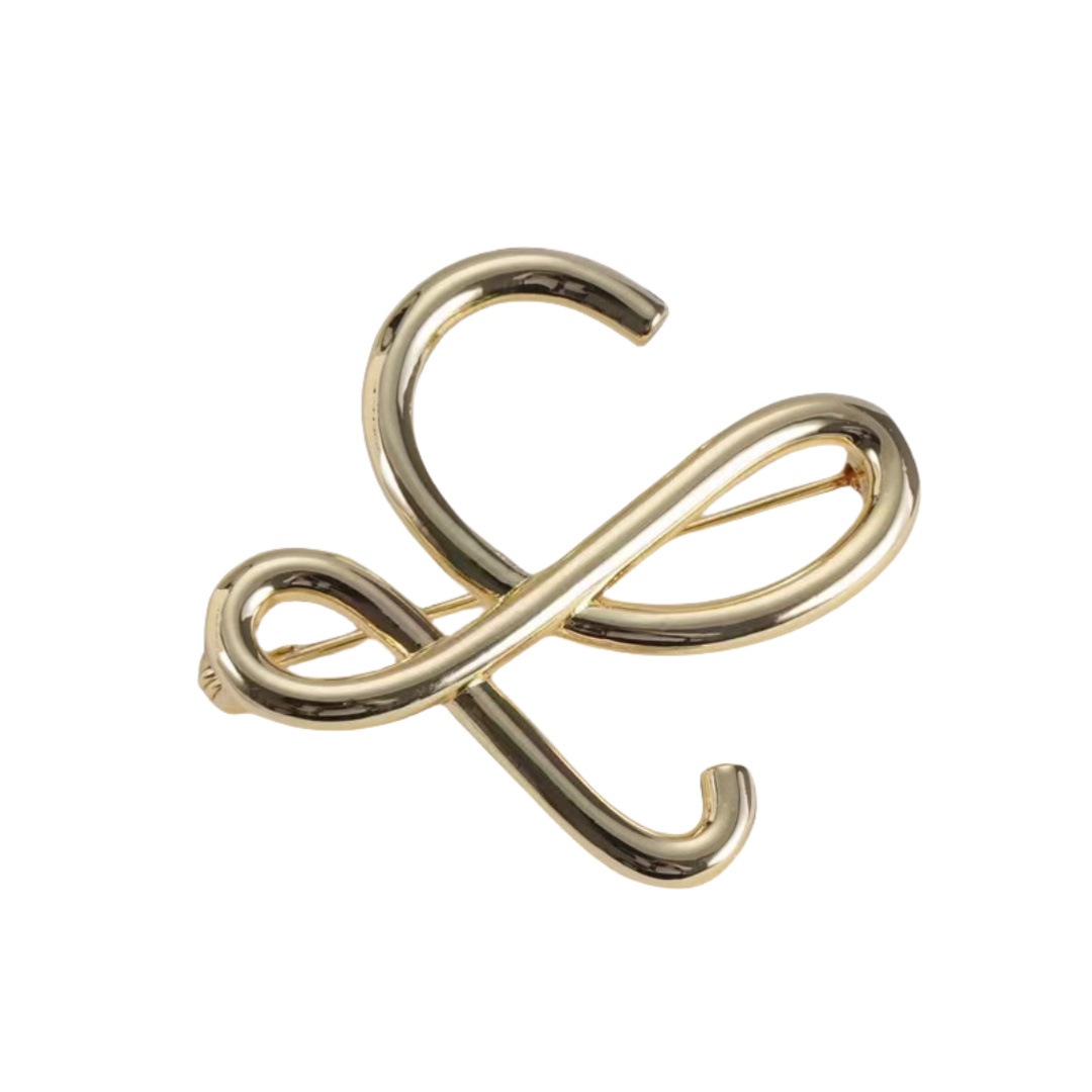 BLB001 L letter GOLD Logo brooch - ccjewelryacc