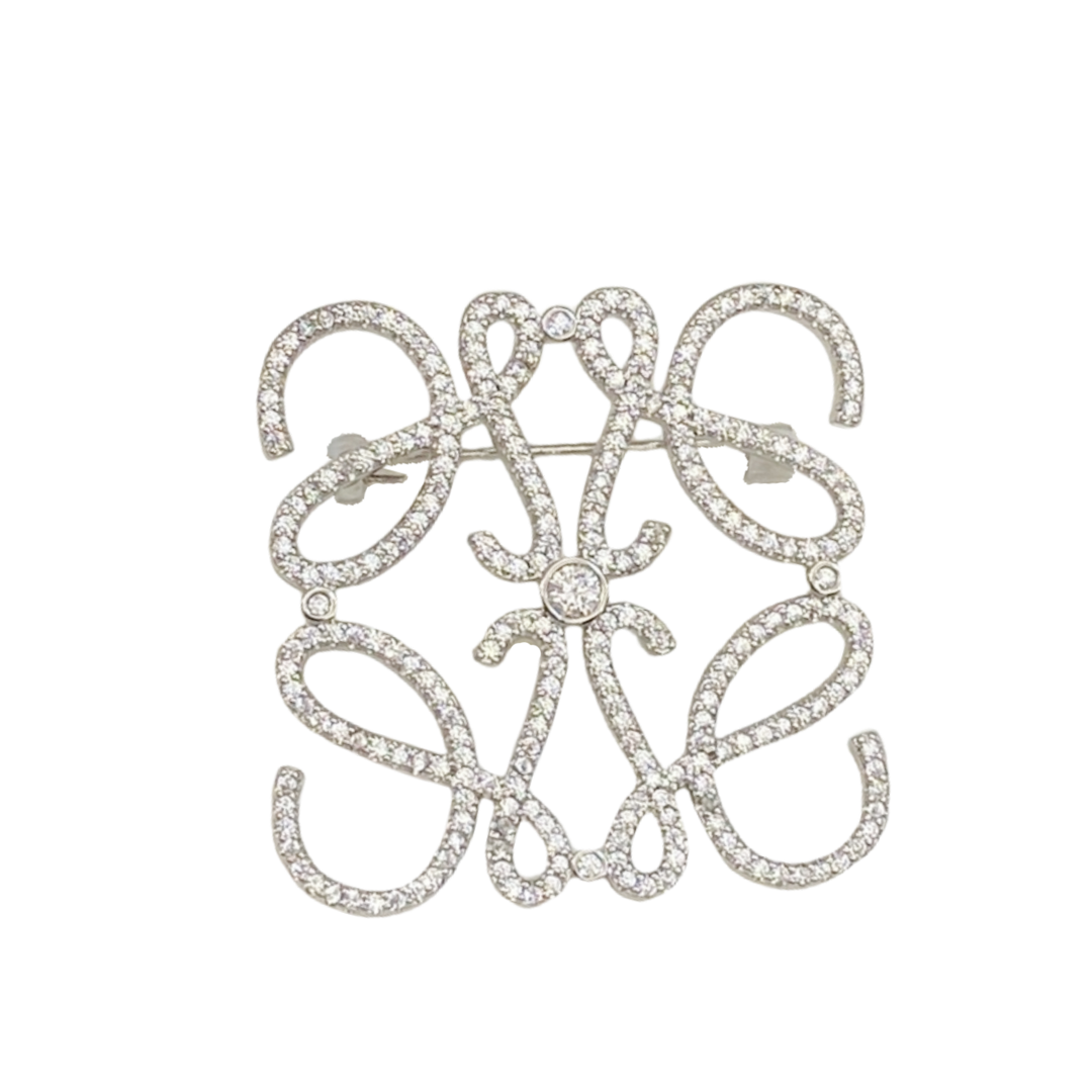 BLB009 Full crystal Anagram brooch in metal - ccjewelryacc