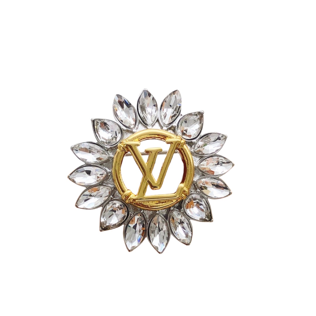 LVB002 Louis rhinestone Sunflower Brooch gold - ccjewelryacc