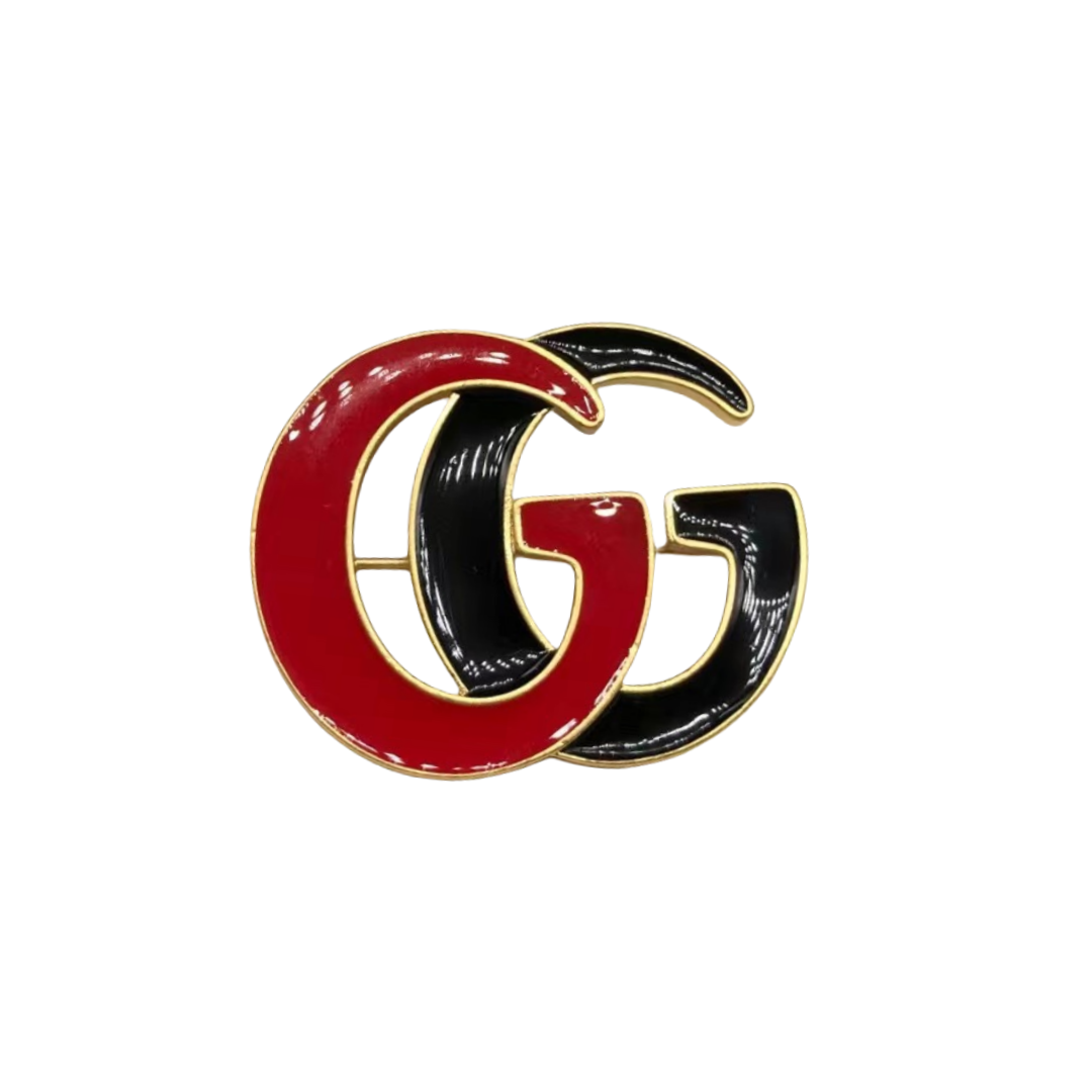 GGB019 Black and red double G brooch pin - ccjewelryacc