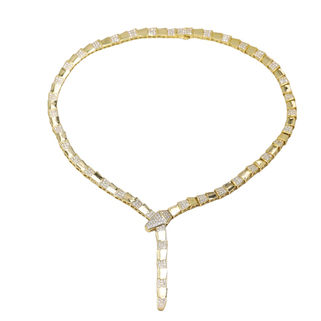 BGN036 Half diamond Serpenti viper necklace - ccfashionjewelry