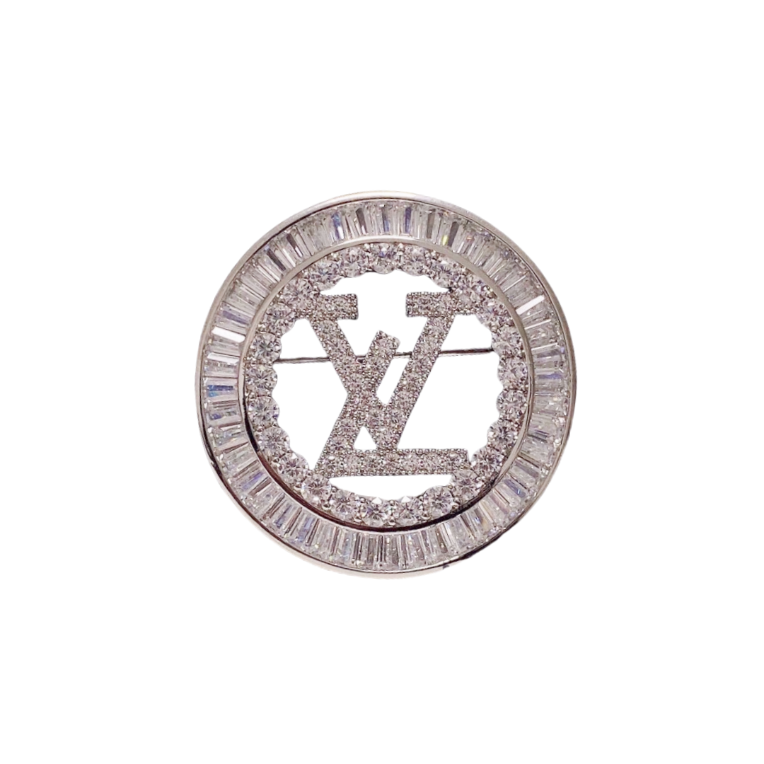 LVB013 Rhinestone VL LOGO Brooch - ccjewelryacc