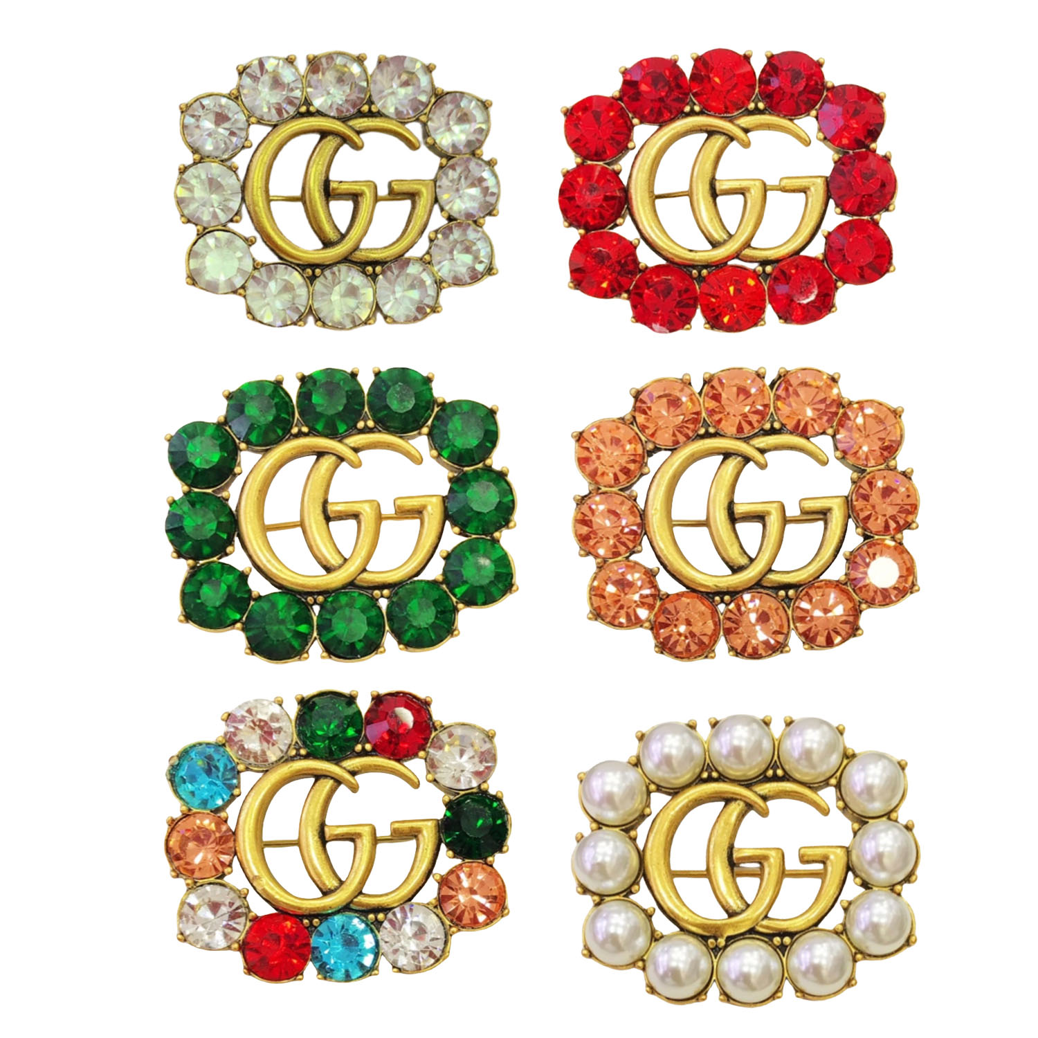 GGB001 GG Colorful Crystal brooch pin - ccjewelryacc