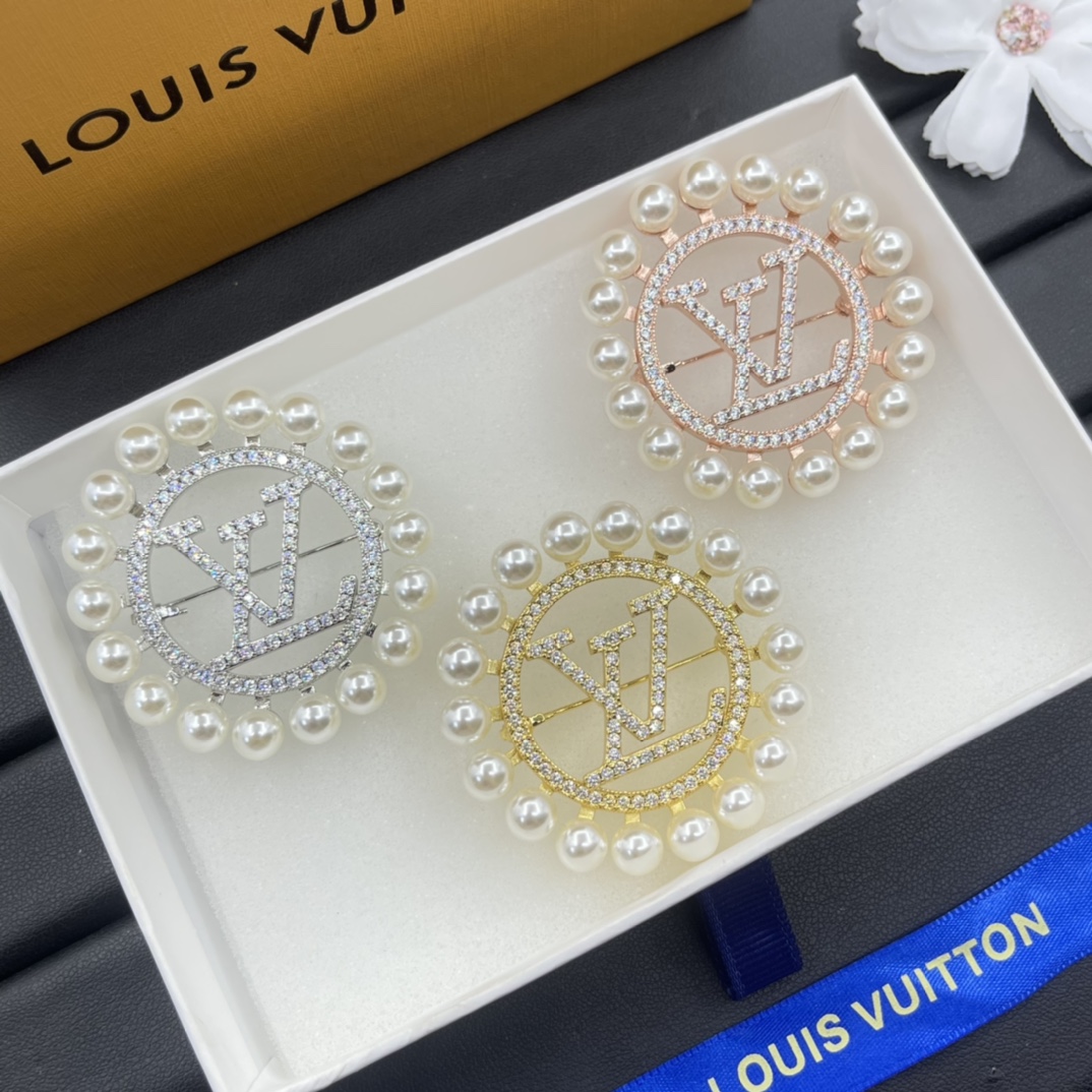 LVB005 Pearl crystal louis lapel pin - ccjewelryacc