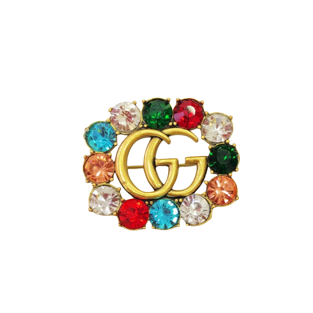 GGB001 GG Colorful Crystal brooch pin - ccjewelryacc