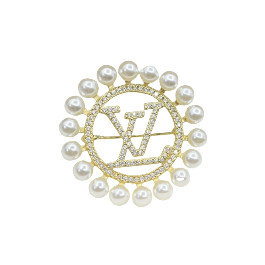 LVB005 Pearl crystal louis lapel pin - ccjewelryacc