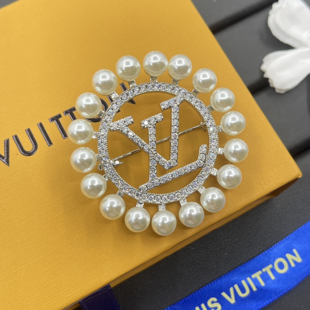 LVB005 Pearl crystal louis lapel pin - ccjewelryacc