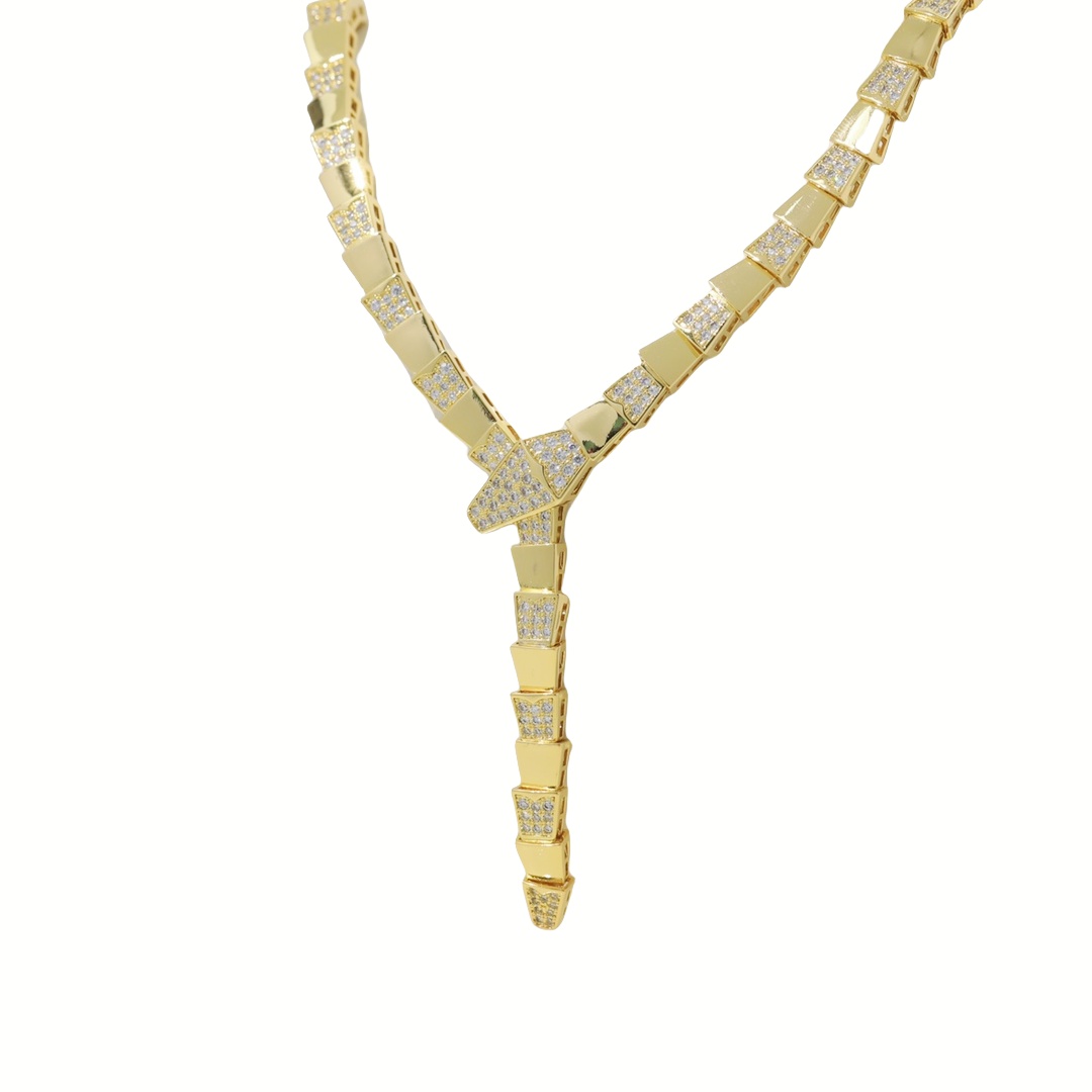 BGN036  Half diamond Serpenti viper necklace - ccjewelryacc
