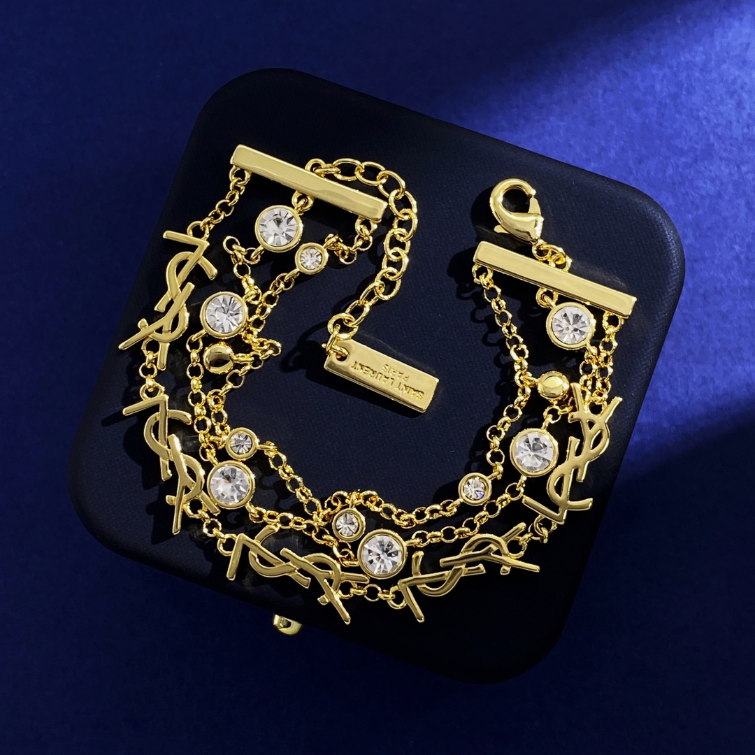 YYS010 CASSANDRE multi-chain bracelet in metal and crystal - ccjewelryacc