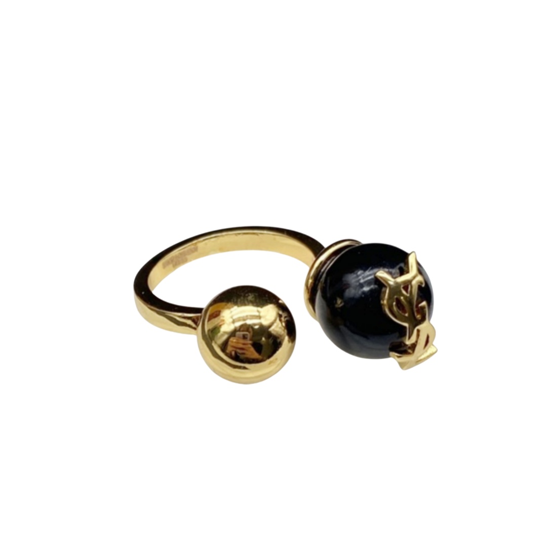 YYR002 Y OPEN RING WITH PEARL AND METAL BALL - ccjewelryacc