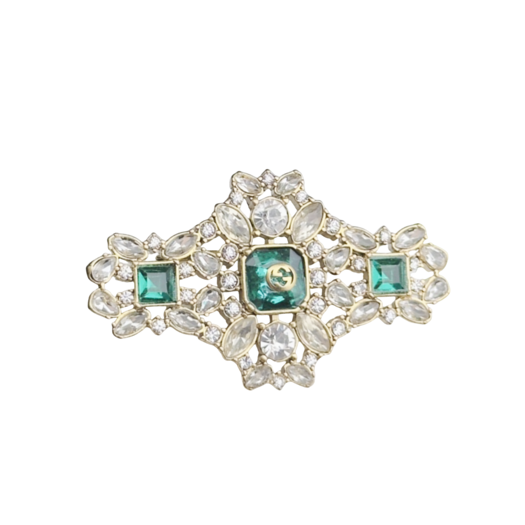 GGB029 Emerald green stone GG brooch pin - ccjewelryacc