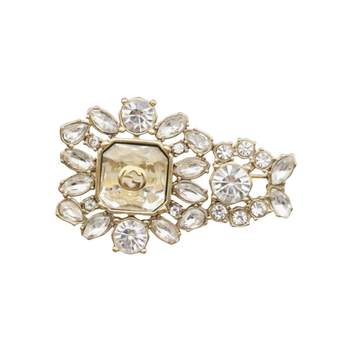 GGB032 Metal crystal GG brooch pin - ccjewelryacc