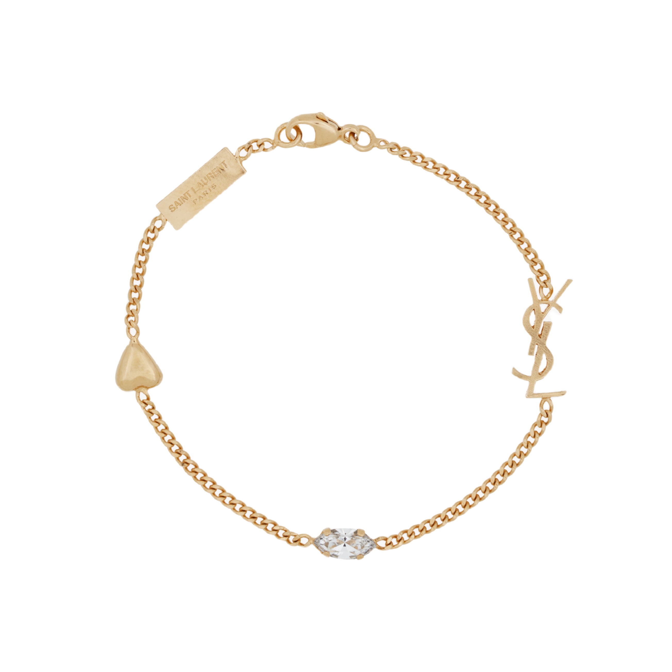 YYS012 CASSANDRE heart charm bracelet in metal and rhinestone - ccjewelryacc