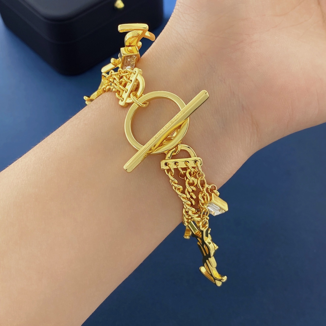 YYS009 CASSANDRE multi-chain bracelet in metal and rhinestone - ccjewelryacc