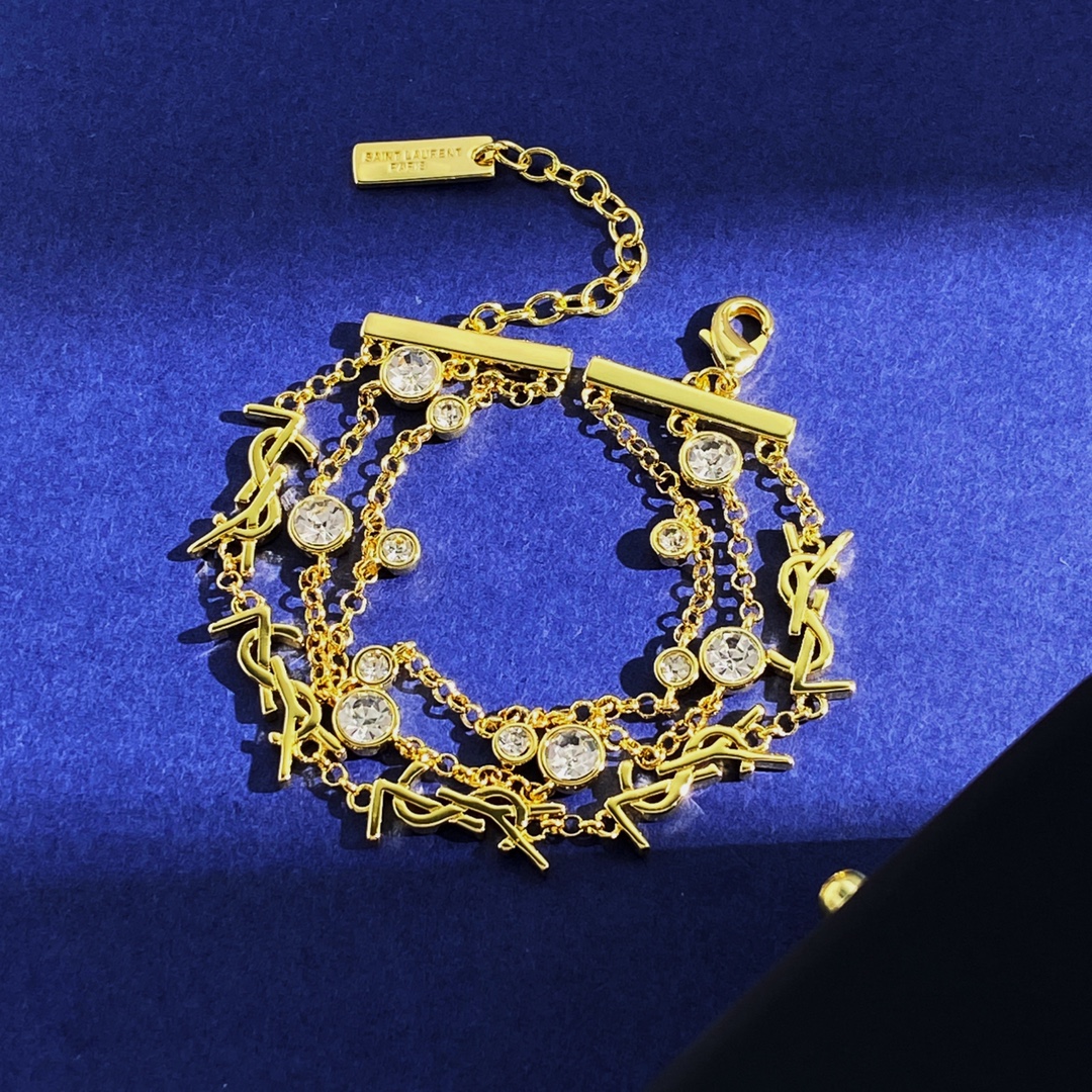 YYS010 CASSANDRE multi-chain bracelet in metal and crystal - ccjewelryacc