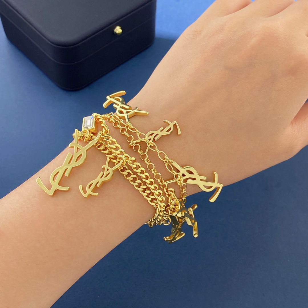 YYS009 CASSANDRE multi-chain bracelet in metal and rhinestone - ccjewelryacc