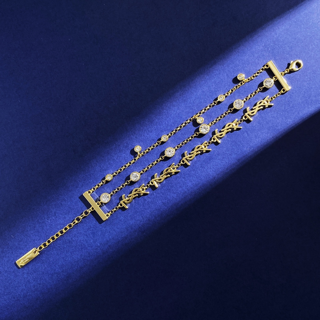 YYS010 CASSANDRE multi-chain bracelet in metal and crystal - ccjewelryacc