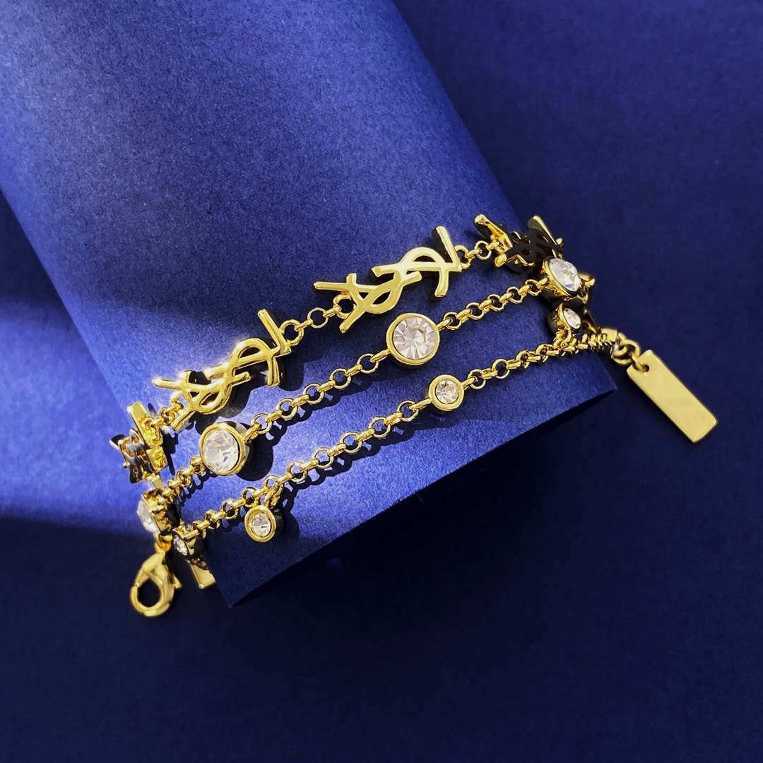 YYS010 CASSANDRE multi-chain bracelet in metal and crystal - ccjewelryacc