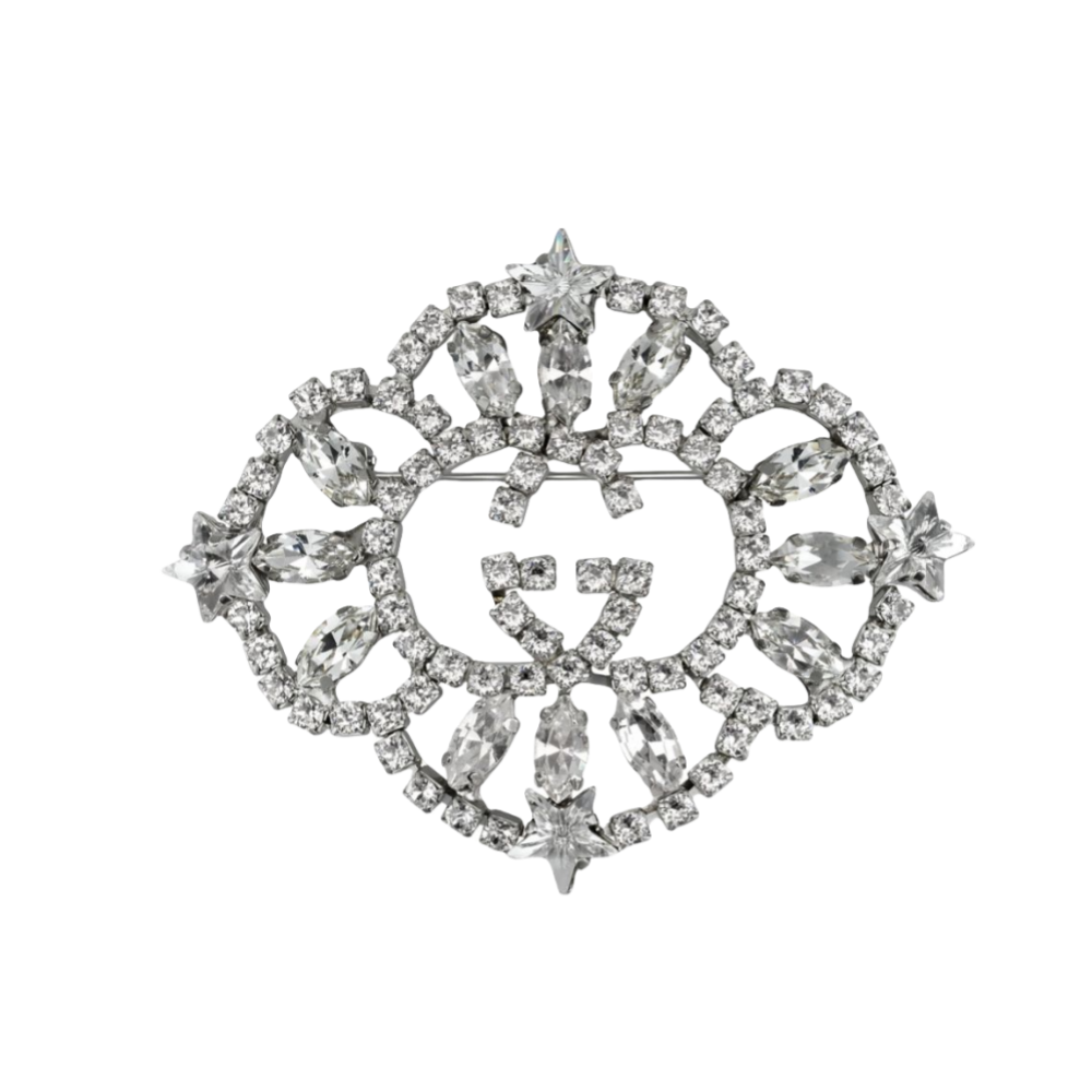 GGB037 Metal crystal GG brooch pin - ccjewelryacc
