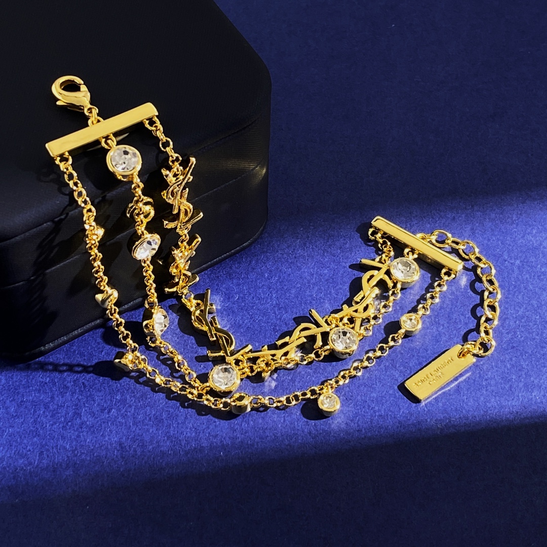 YYS010 CASSANDRE multi-chain bracelet in metal and crystal - ccjewelryacc