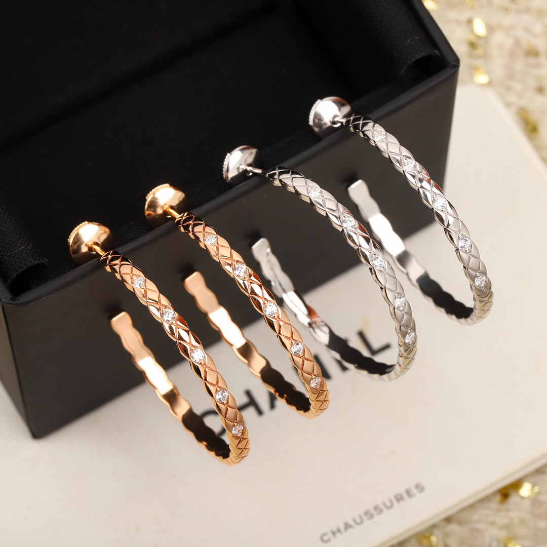 CCES013 18k White Gold/Rose Gold coco crush Hoop earring - ccfashionjewelry