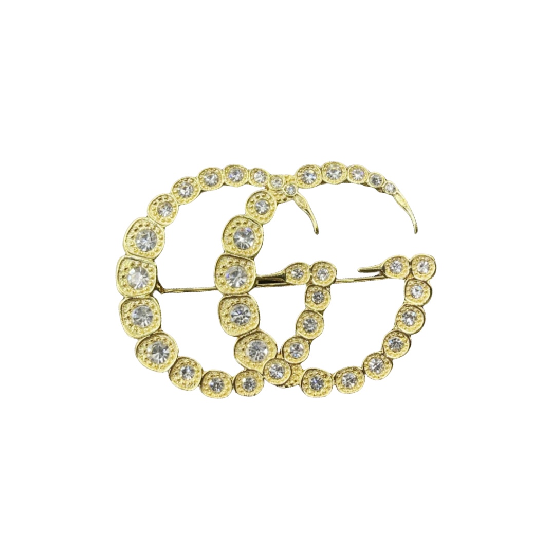 GGB039 Metal crystal GG brooch pin - ccjewelryacc