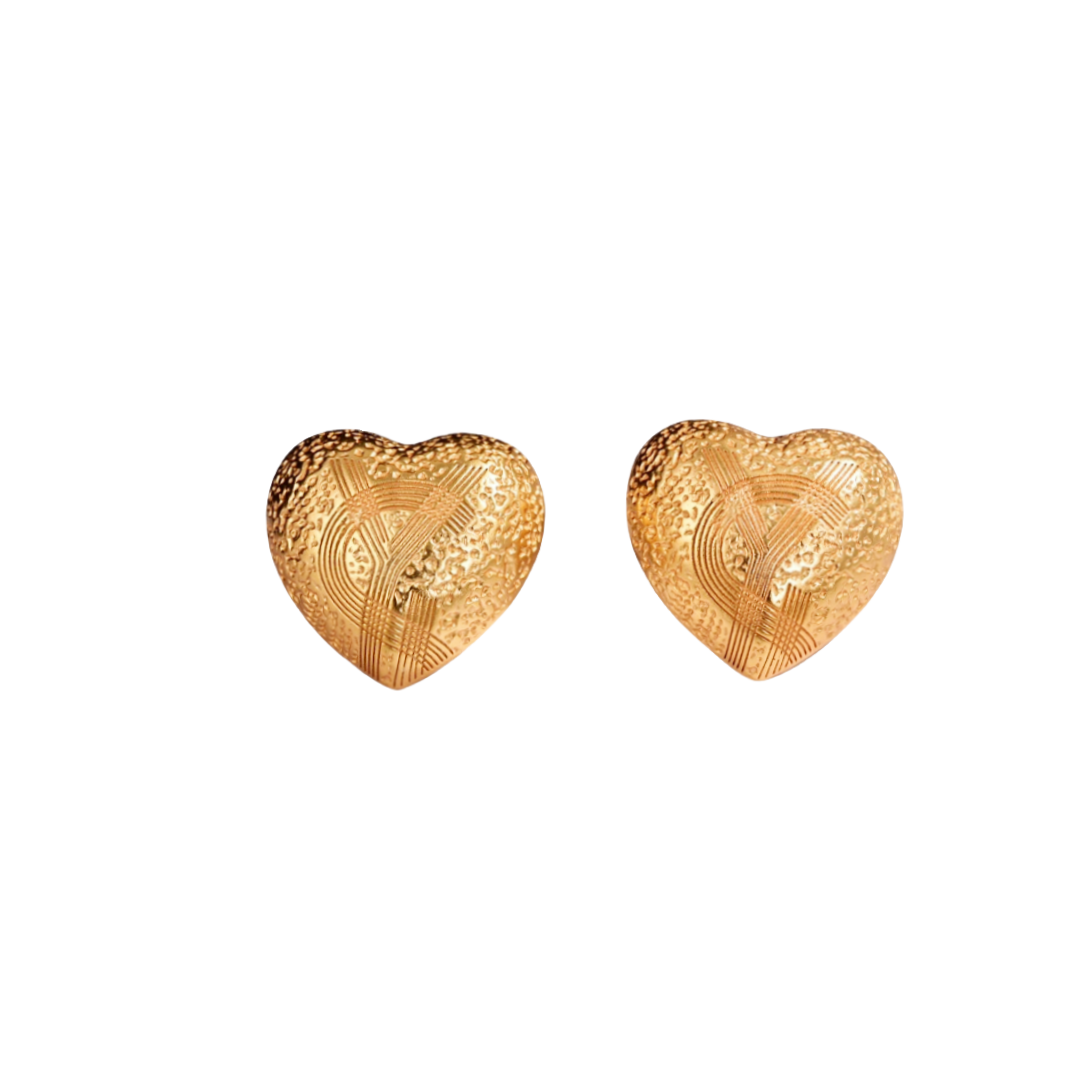 YYE049 YVES heart earrings gold - ccjewelryacc
