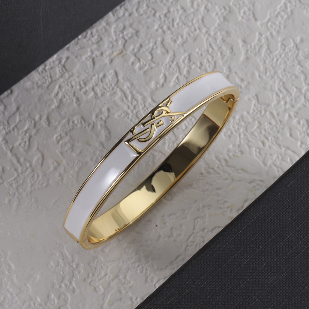 YYS018 YVES White Enamel bangle bracelet - ccjewelryacc