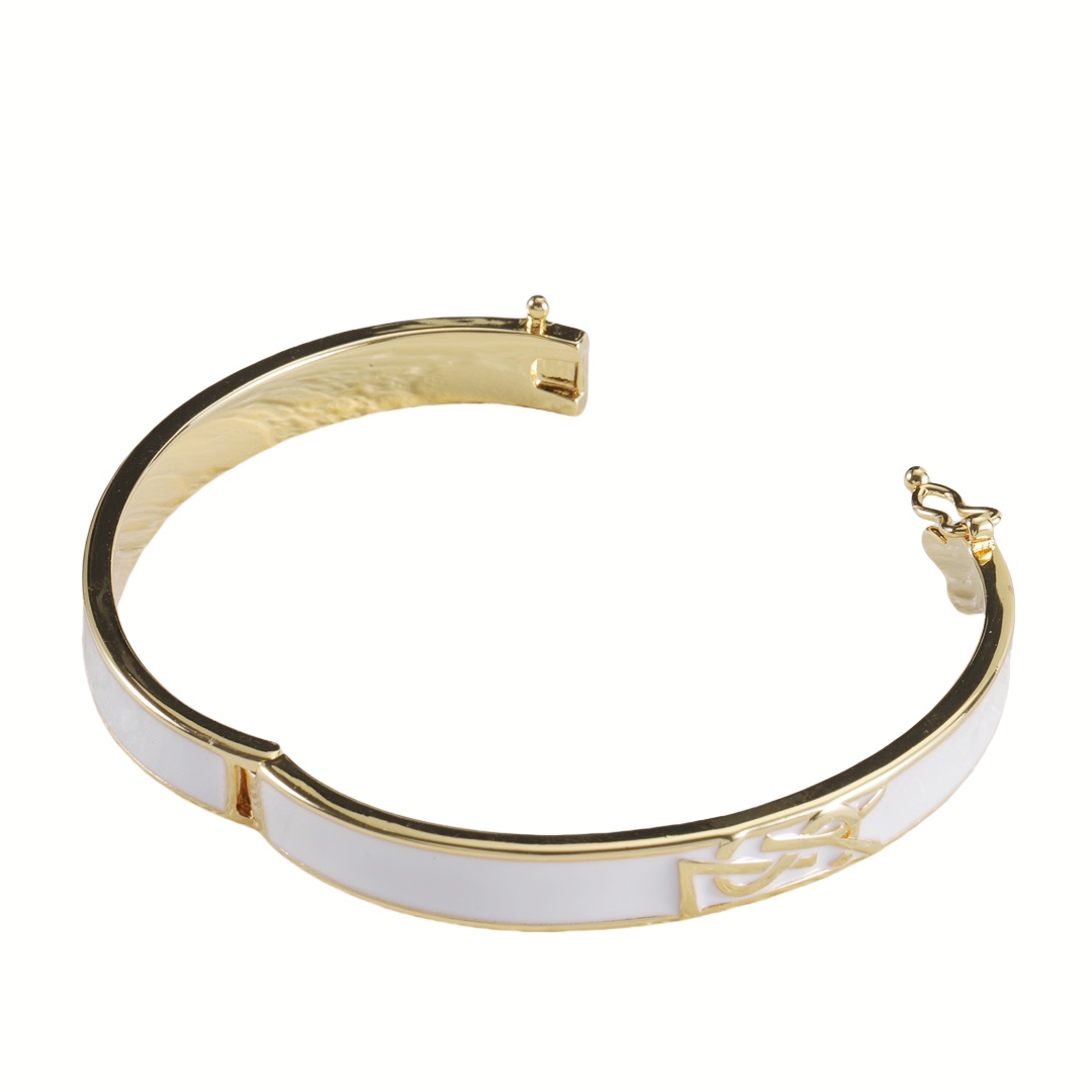 YYS018 YVES White Enamel bangle bracelet - ccjewelryacc