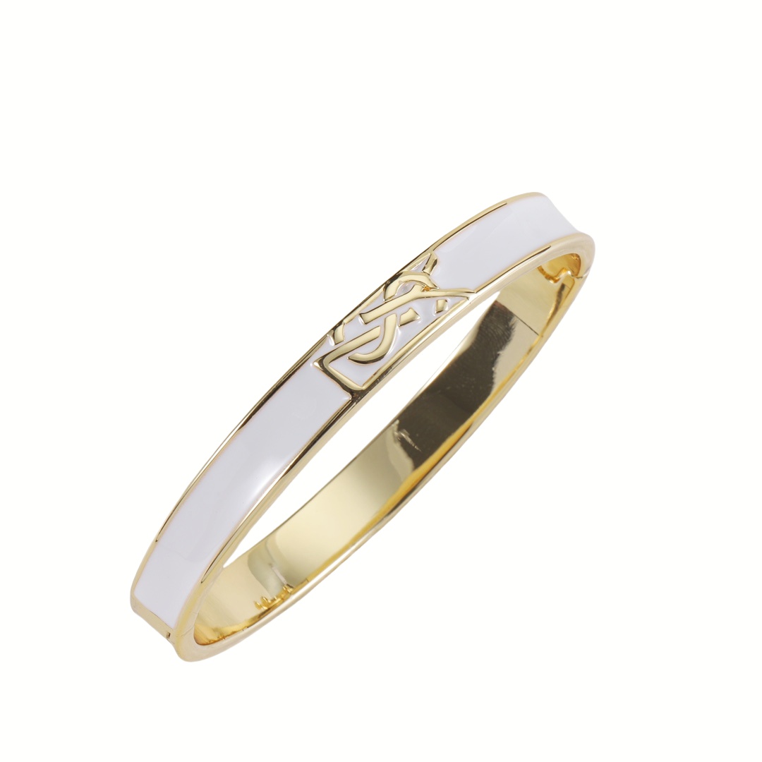 YYS018 YVES White Enamel bangle bracelet - ccjewelryacc