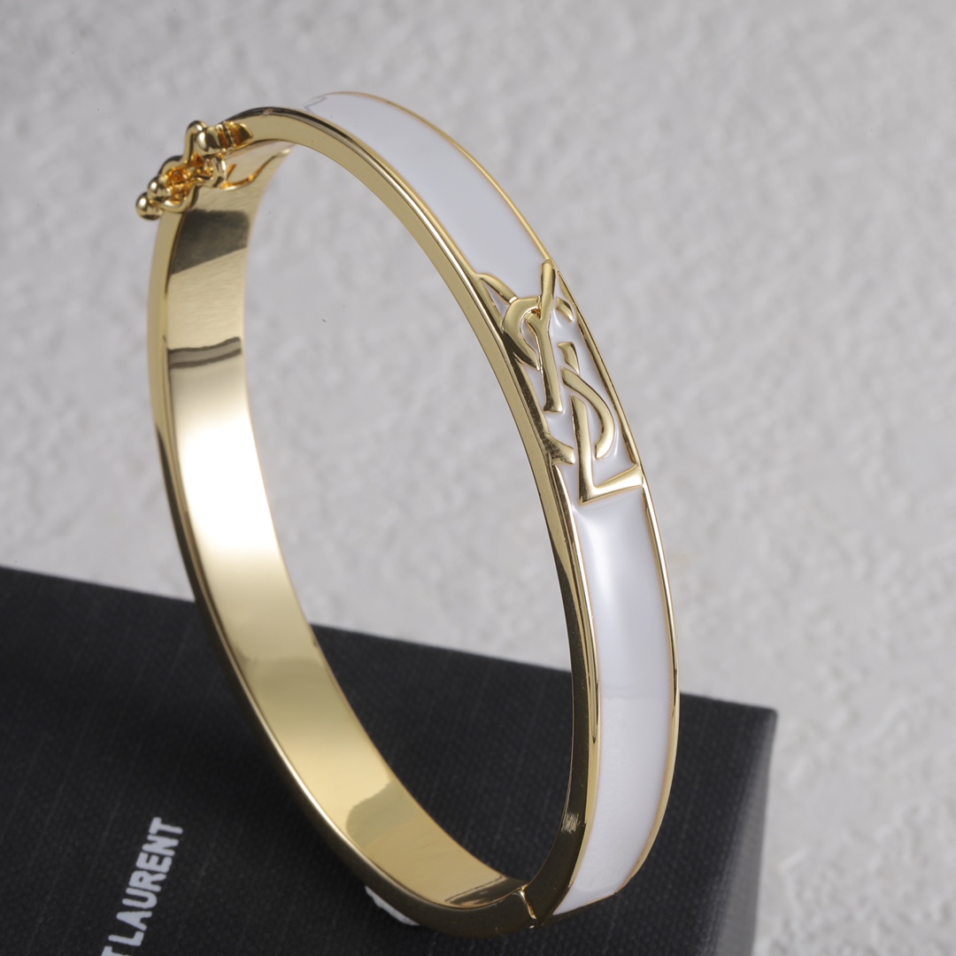 YYS018 YVES White Enamel bangle bracelet - ccjewelryacc