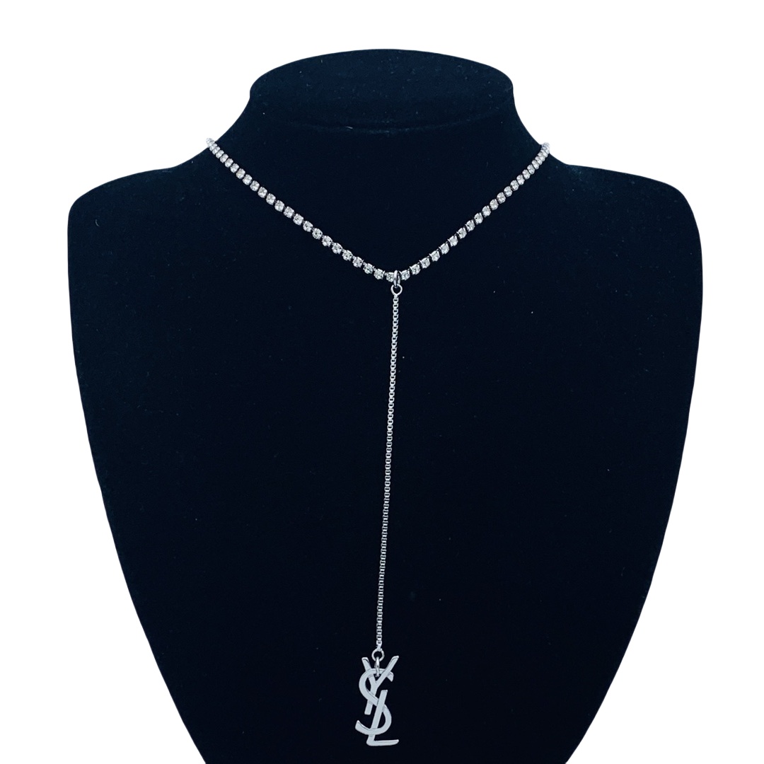 YYN011 YVES Cassandre rhinestone tassels necklace - ccjewelryacc