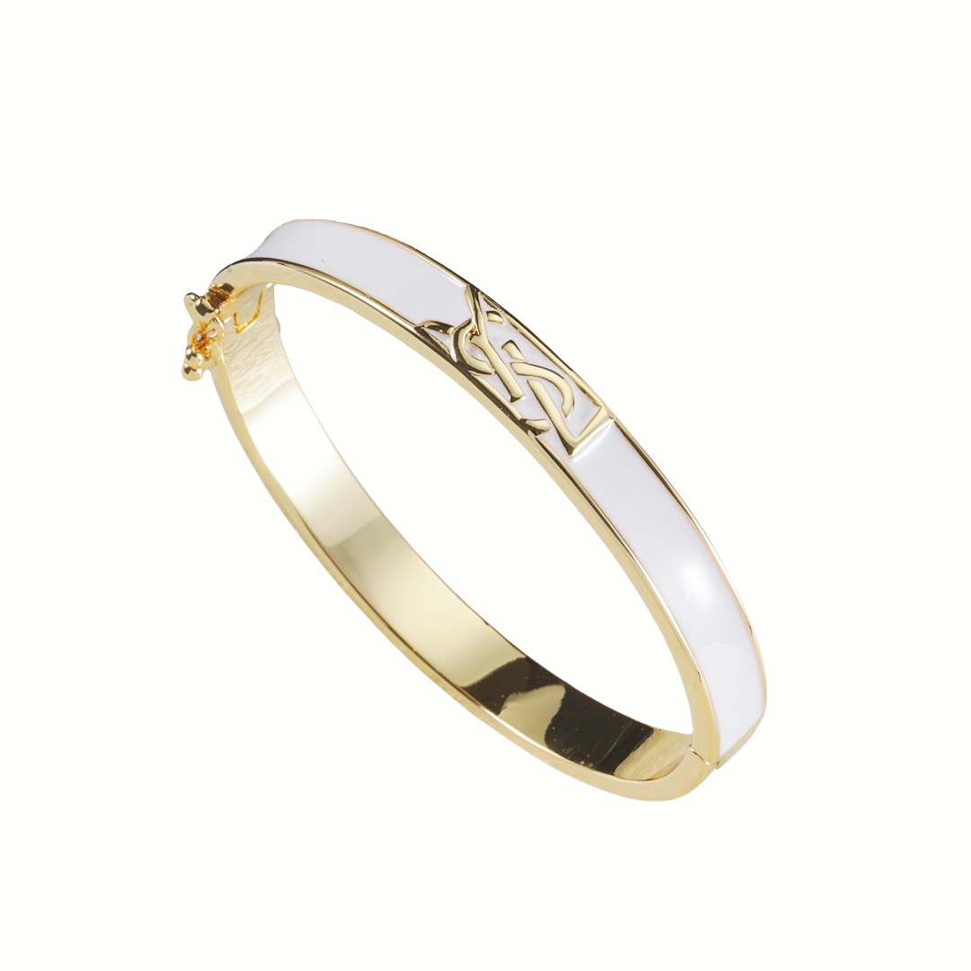 YYS018 YVES White Enamel bangle bracelet - ccjewelryacc