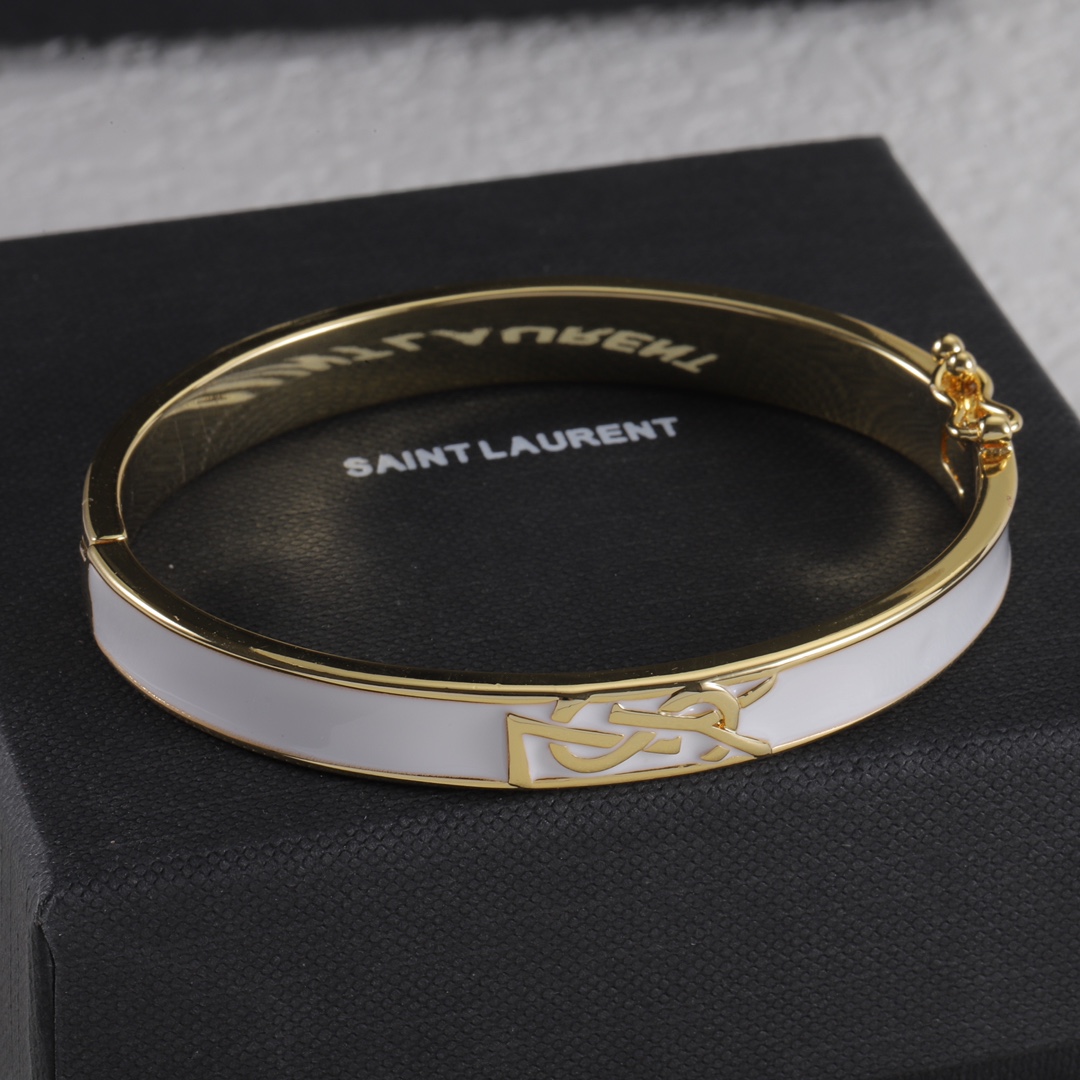 YYS018 YVES White Enamel bangle bracelet - ccjewelryacc