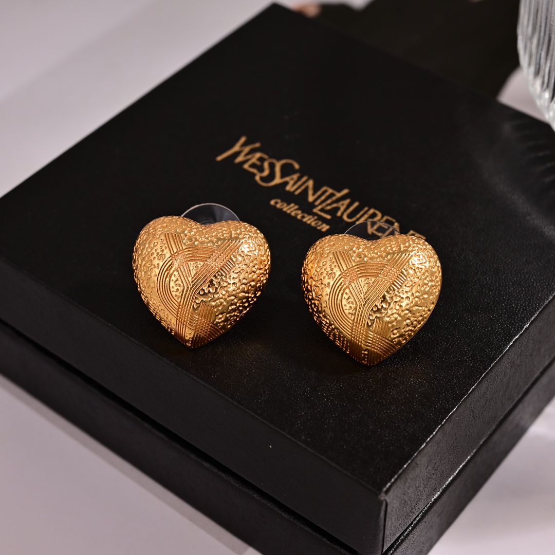 YYE049 YVES heart earrings gold - ccjewelryacc