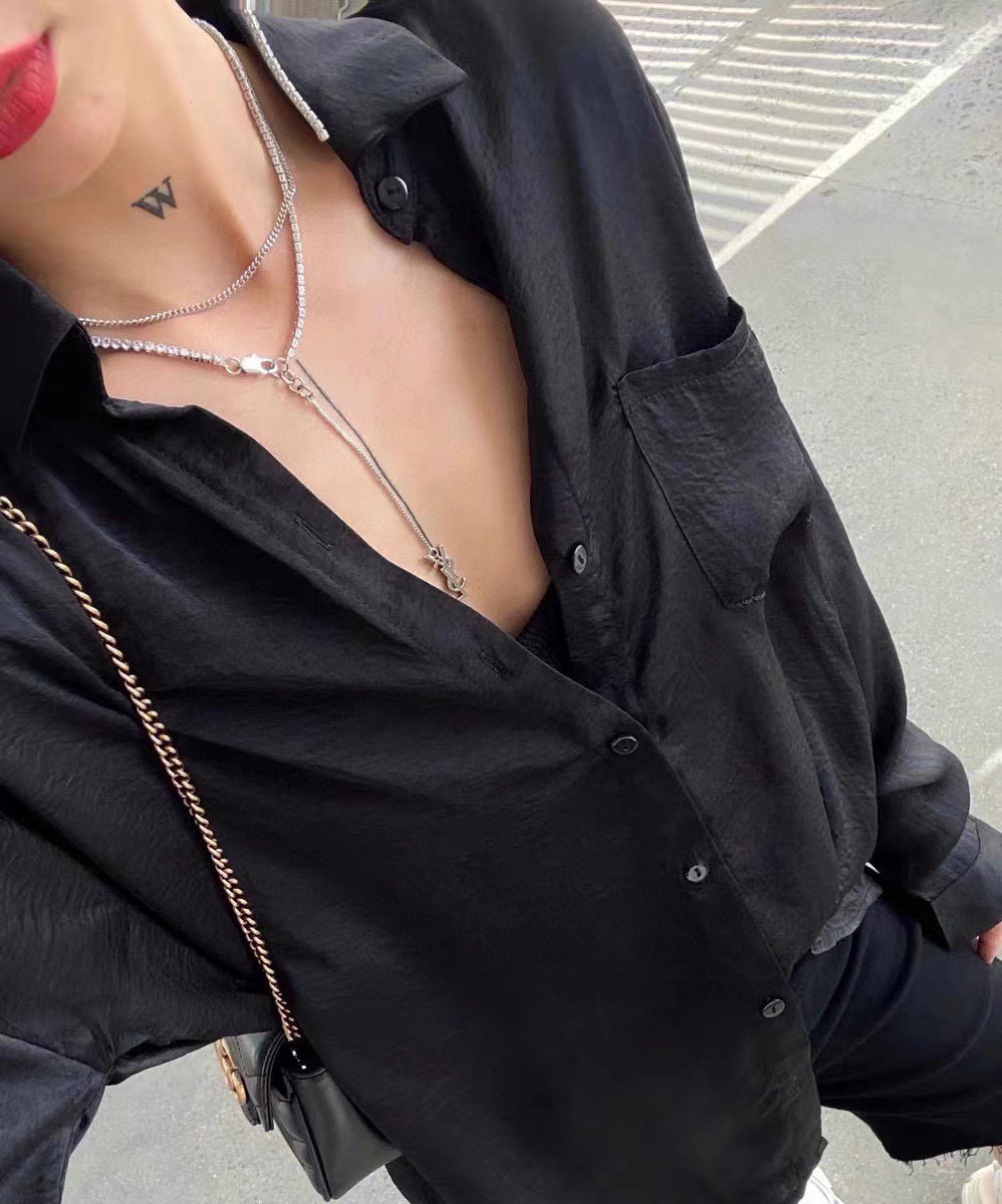 YYN011 YVES Cassandre rhinestone tassels necklace - ccjewelryacc